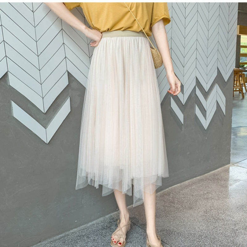 Irregular Mesh Skirt High Waist Women