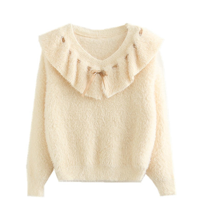 Doll collar long-sleeved sweater women